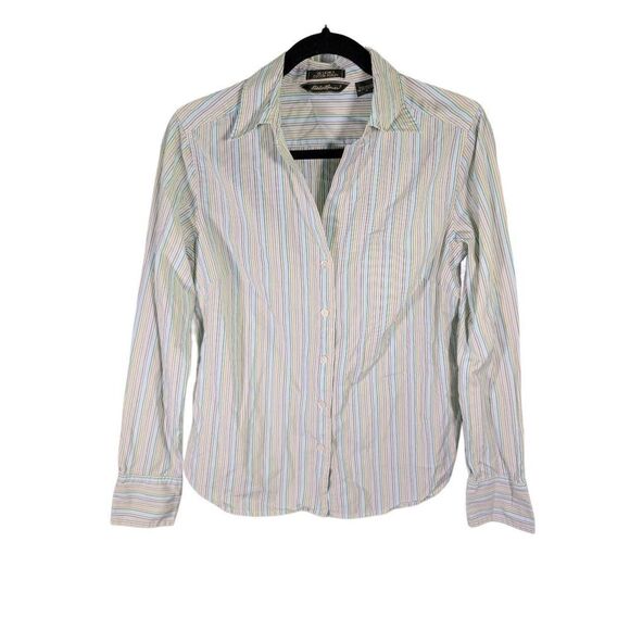 Eddie Bauer Multicolored Striped Button up Blouse Collared Neckline Button Up Sh - Picture 1 of 5